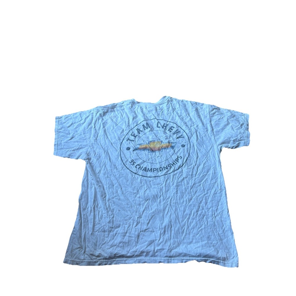 Team Chevy Shirt Mens XL White Chevrolet Bowtie Logo Double Sided Vintage Gildan